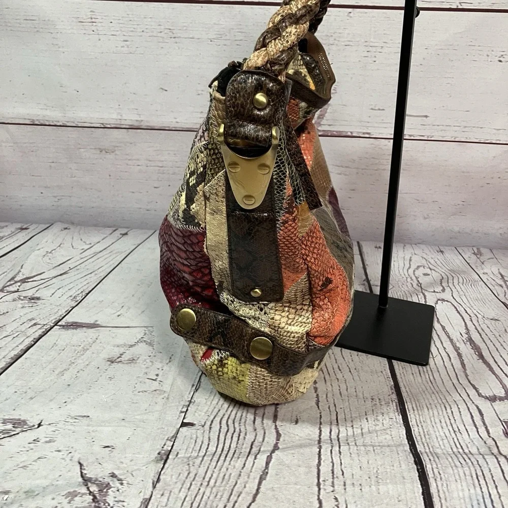 Tambourine by Dawn Patchwork Snakeskin Print Hobo Faux‎ Leather Shoulder Bag